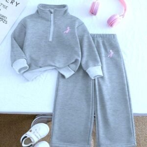 Sweatshirt And Pants Set- Gray Color