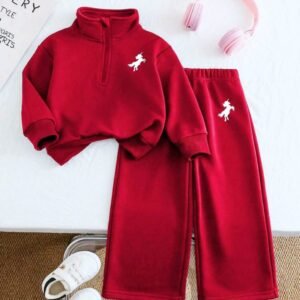 Sweatshirt And Pants Set- Red Color