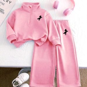 Sweatshirt And Pants Set- Pink Color