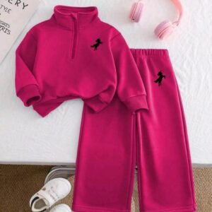 Sweatshirt And Pants Set- Rose Color