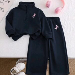 Sweatshirt And Pants Set- Navy Blue Color